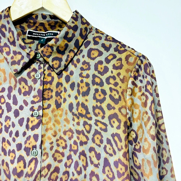 MELANIE LYNE Green leopard print  shirt - Picture 3 of 8